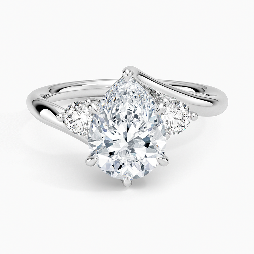 Whitney Pear lab-grown diamond ring, top, 2 ct