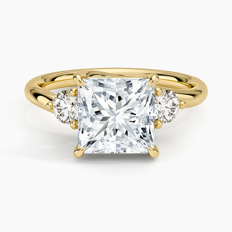 Angela Princess lab-grown diamond ring, top view, 2 carat
