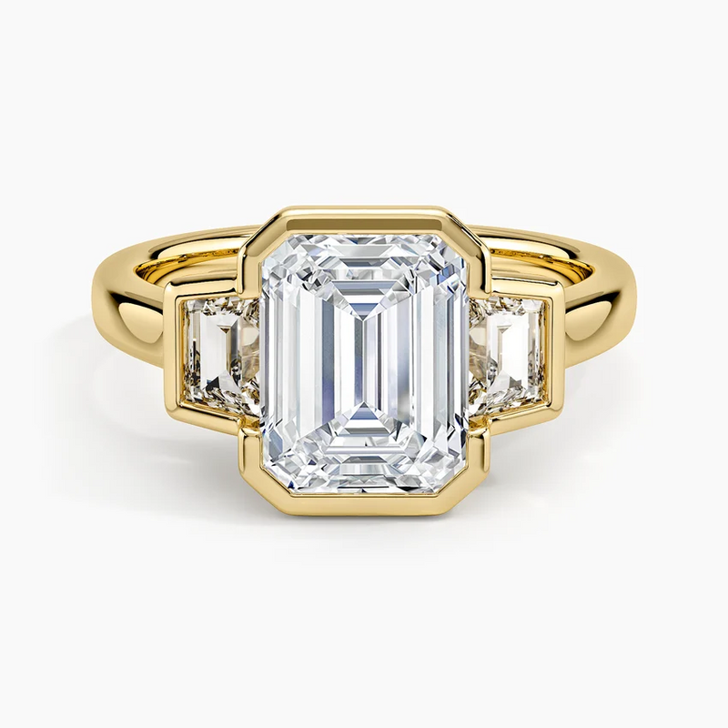 Brielle Emerald lab-grown diamond ring, top view, 2 carat