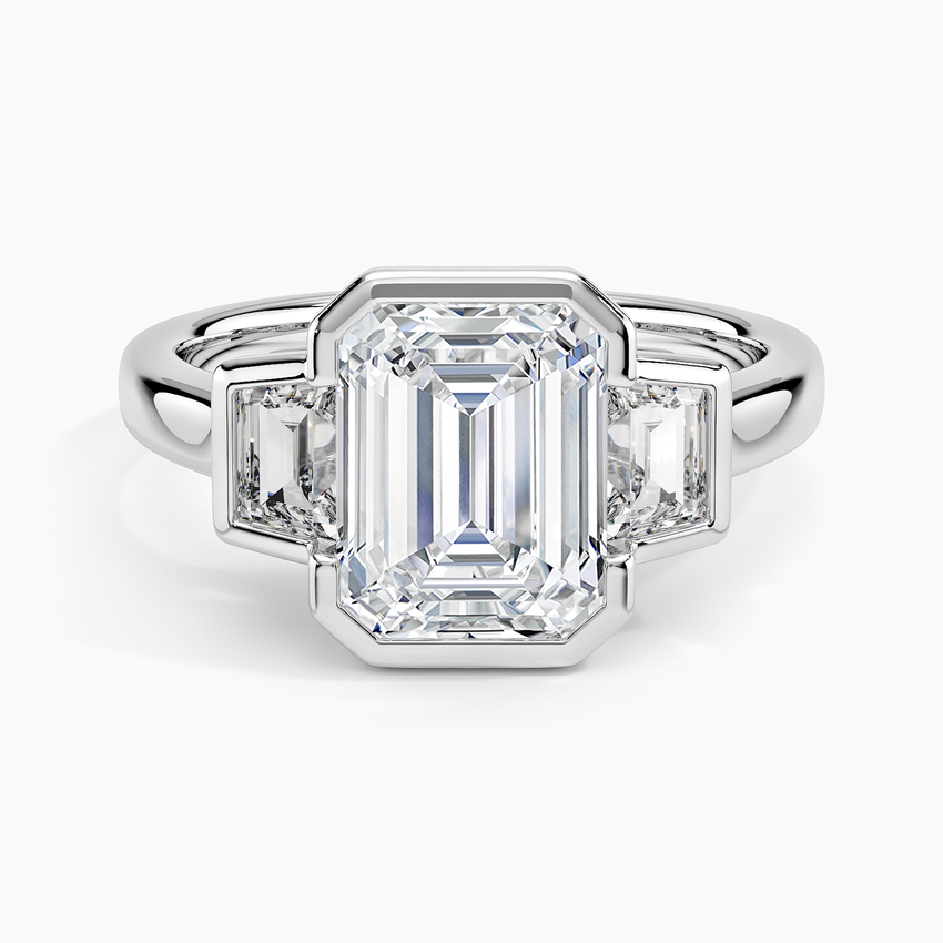 Brielle Emerald lab-grown diamond ring, top, 2 ct
