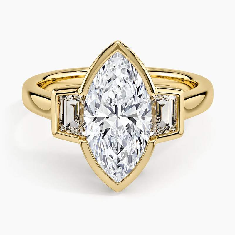 Cabo Marquise lab-grown diamond ring, top view, 2 carat