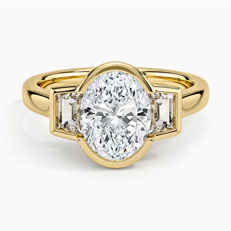 Camille Oval lab-grown diamond ring, top view, 2 carat