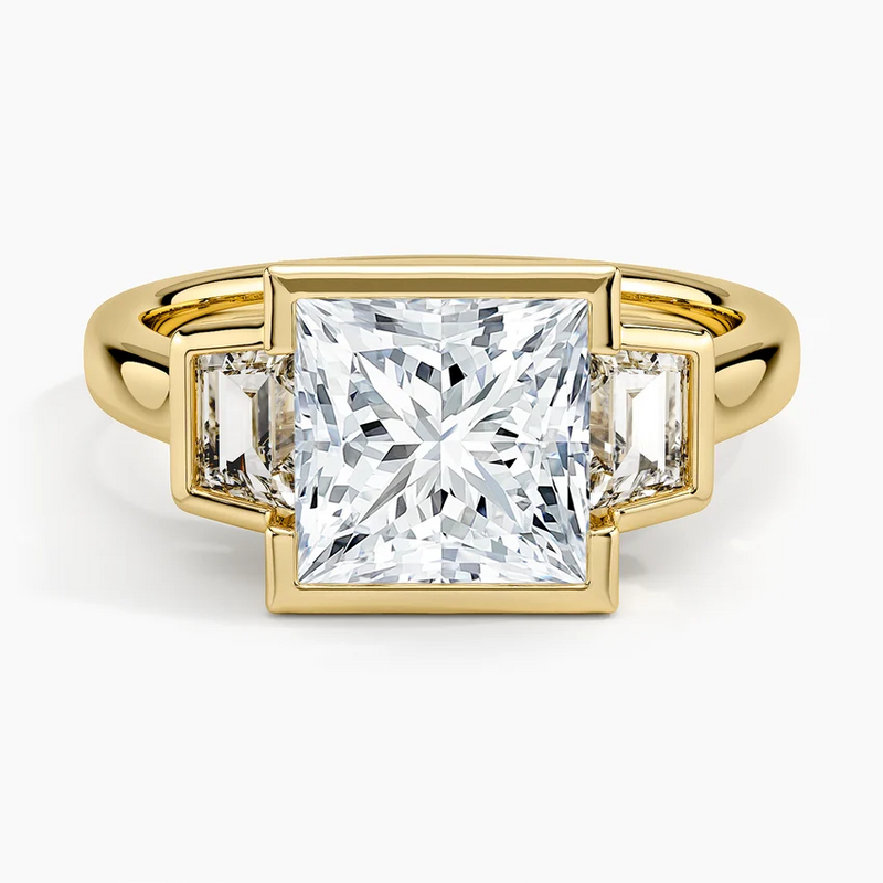 Erica Princess lab-grown diamond ring, top view, 2 carat