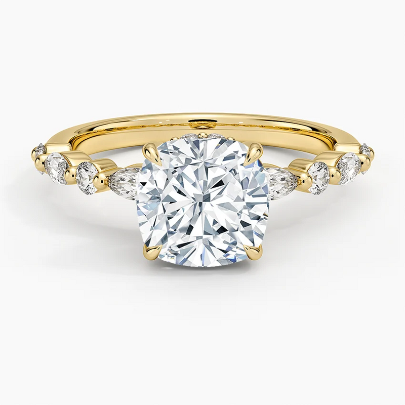 Kendra Cushion lab-grown diamond ring, top view, 2 carat