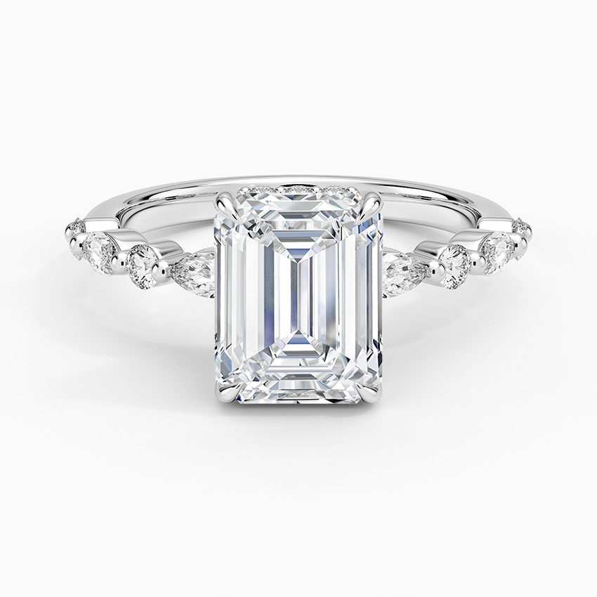 Leah Emerald lab-grown diamond ring, top, 2 ct