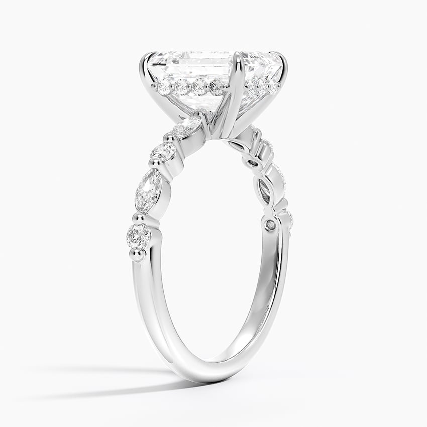 Leah Emerald lab-grown diamond ring, side1, 2 ct