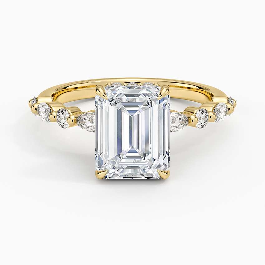 Leah Emerald lab-grown diamond ring, top, 2 ct