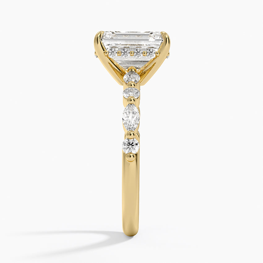 Leah Emerald lab-grown diamond ring, side2, 2 ct
