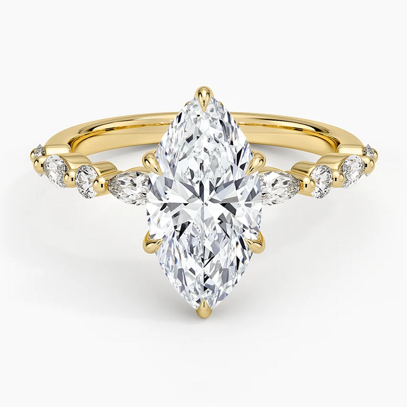 Miranda Marquise lab-grown diamond ring, top view, 2 carat