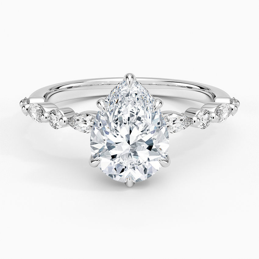 Nell Pear lab-grown diamond ring, top, 2 ct