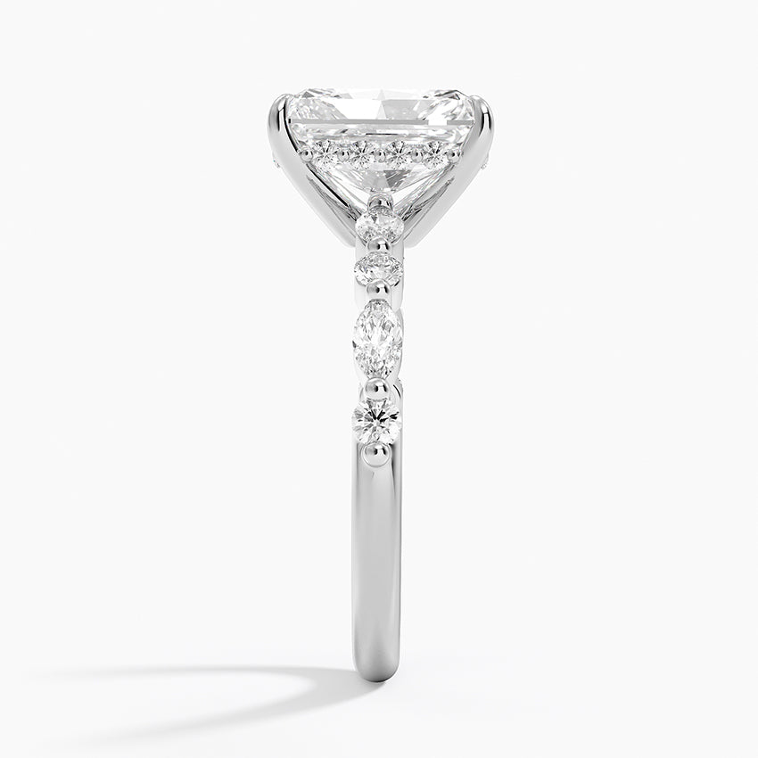 Priscilla Radiant lab-grown diamond ring, side2, 2 ct
