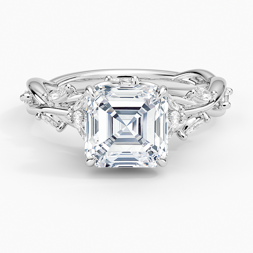Verbena Asscher lab-grown diamond ring, top, 2 ct