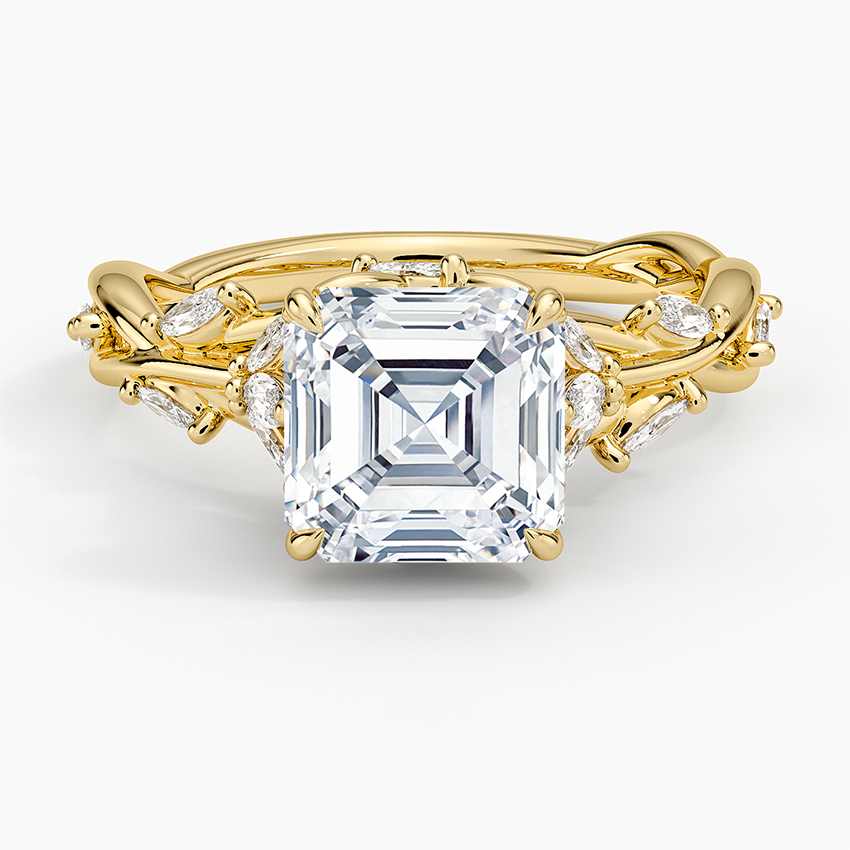 Verbena Asscher lab-grown diamond ring, top, 2 ct