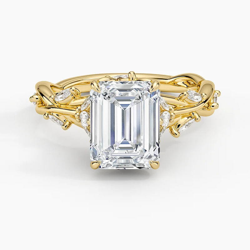Tofino Emerald lab-grown diamond ring, top view, 2 carat
