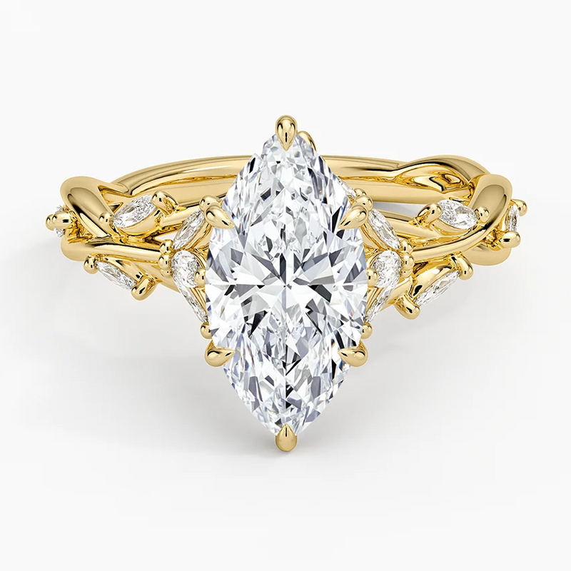 Coral Bay Marquise lab-grown diamond ring, top view, 2 carat