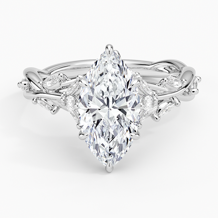 Coral Bay Marquise lab-grown diamond ring, top, 2 ct