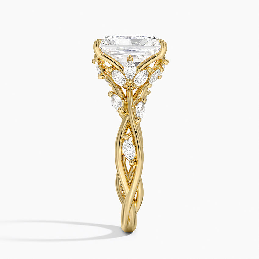 Amaryllis Radiant lab-grown diamond ring, side2, 2 ct