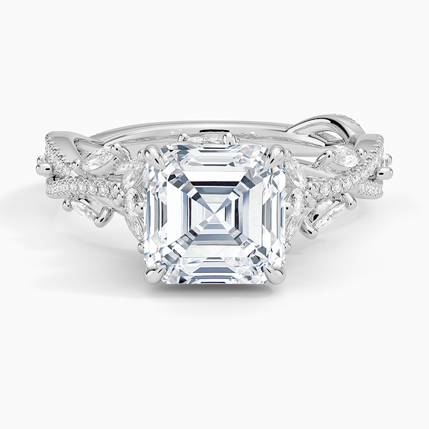 Clematis Asscher lab-grown diamond ring, top, 2 ct