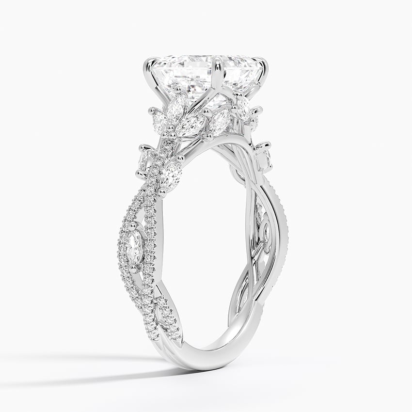 Clematis Asscher lab-grown diamond ring, side1, 2 ct