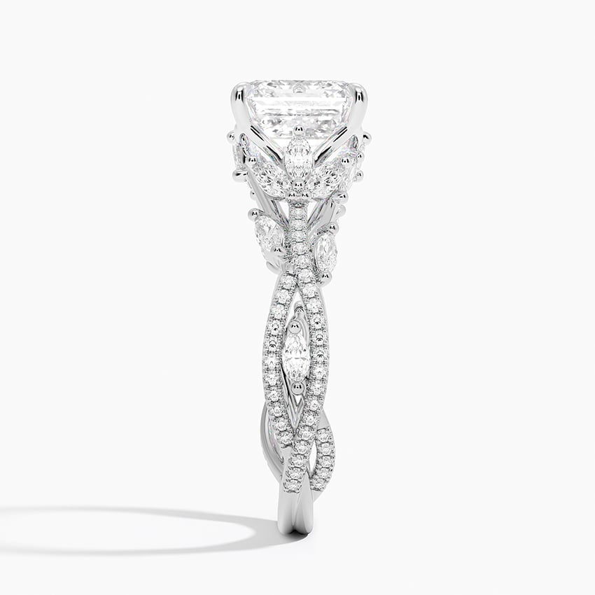 Clematis Asscher lab-grown diamond ring, side2, 2 ct