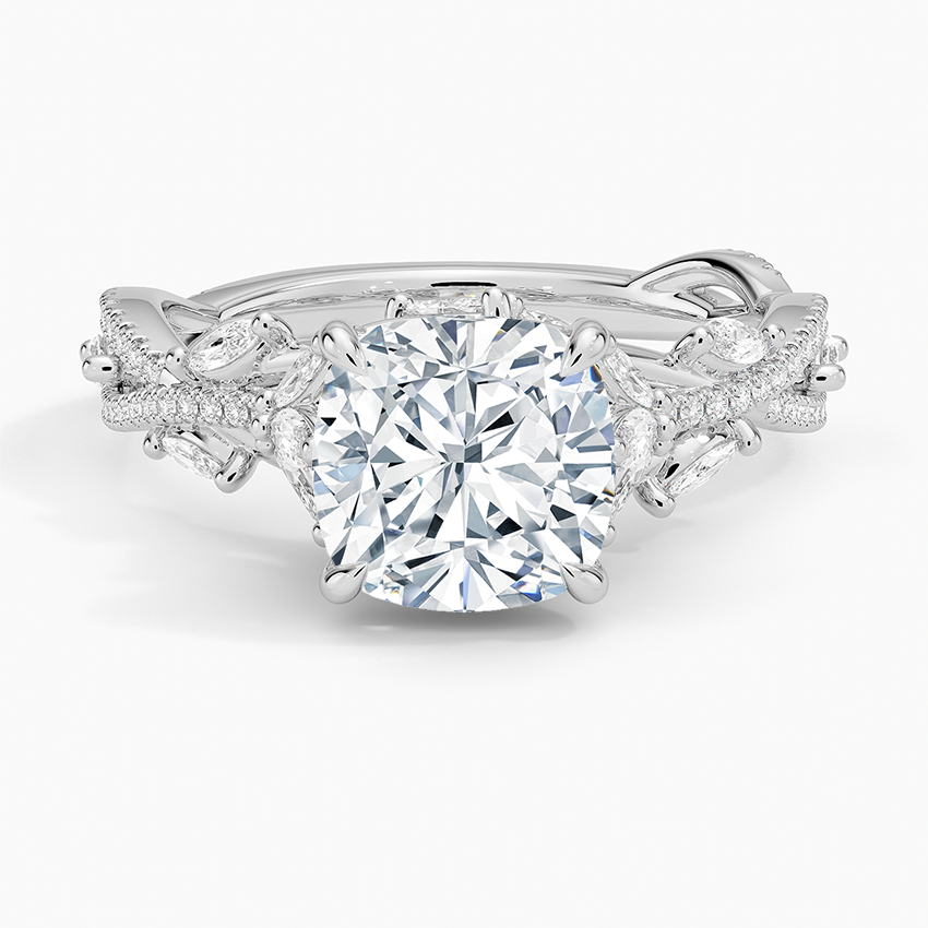 Fuchsia Cushion lab-grown diamond ring, top, 2 ct