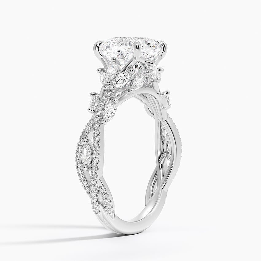 Fuchsia Cushion lab-grown diamond ring, side1, 2 ct