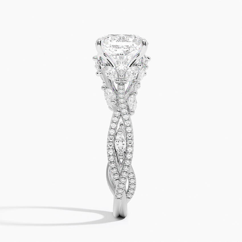 Fuchsia Cushion lab-grown diamond ring, side2, 2 ct