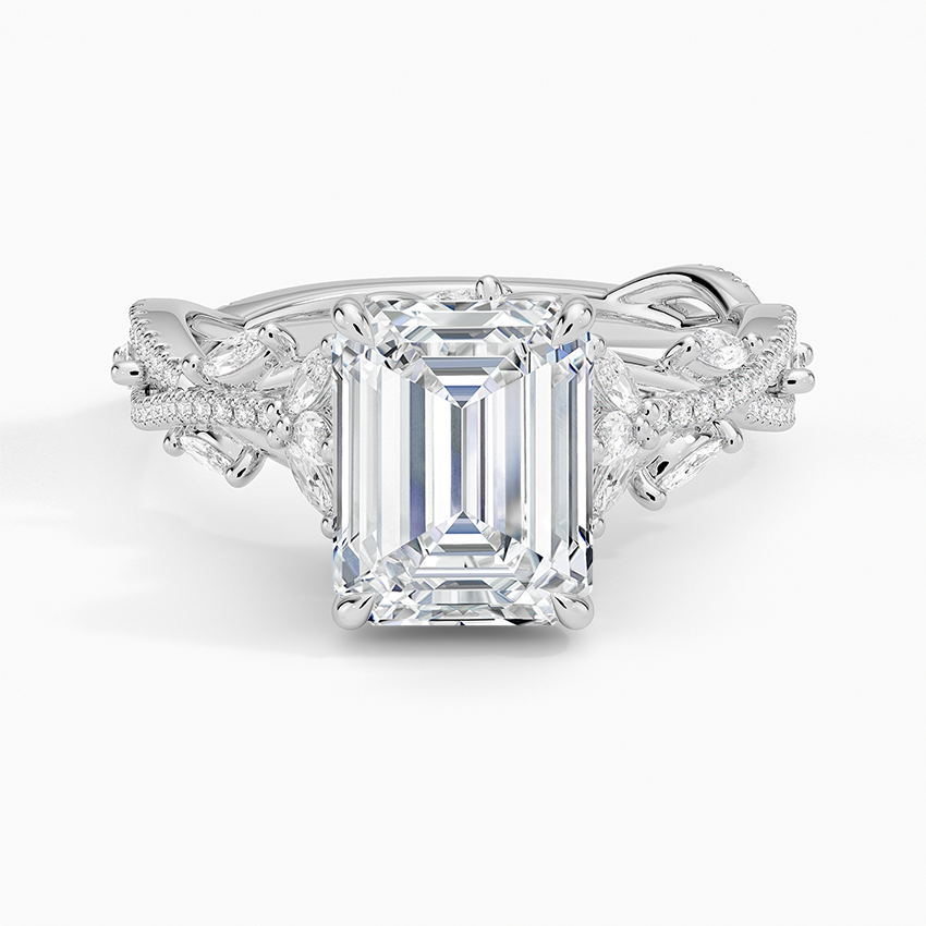 Geranium Emerald lab-grown diamond ring, top, 2 ct