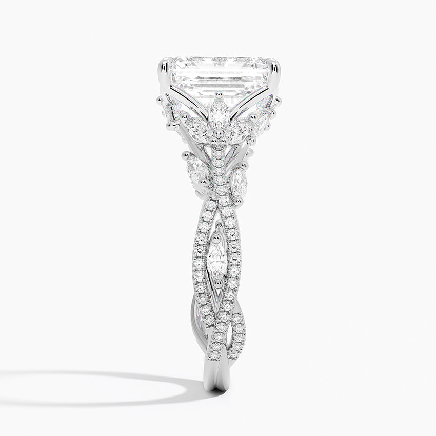 Geranium Emerald lab-grown diamond ring, side2, 2 ct