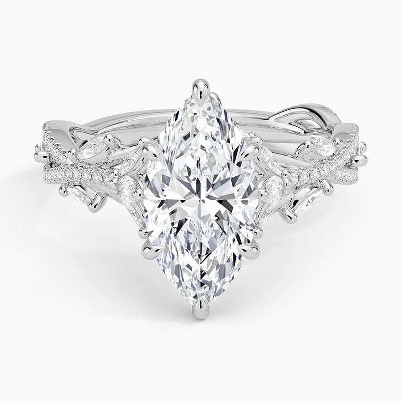 Violet Marquise lab-grown diamond ring, top view, 2 carat