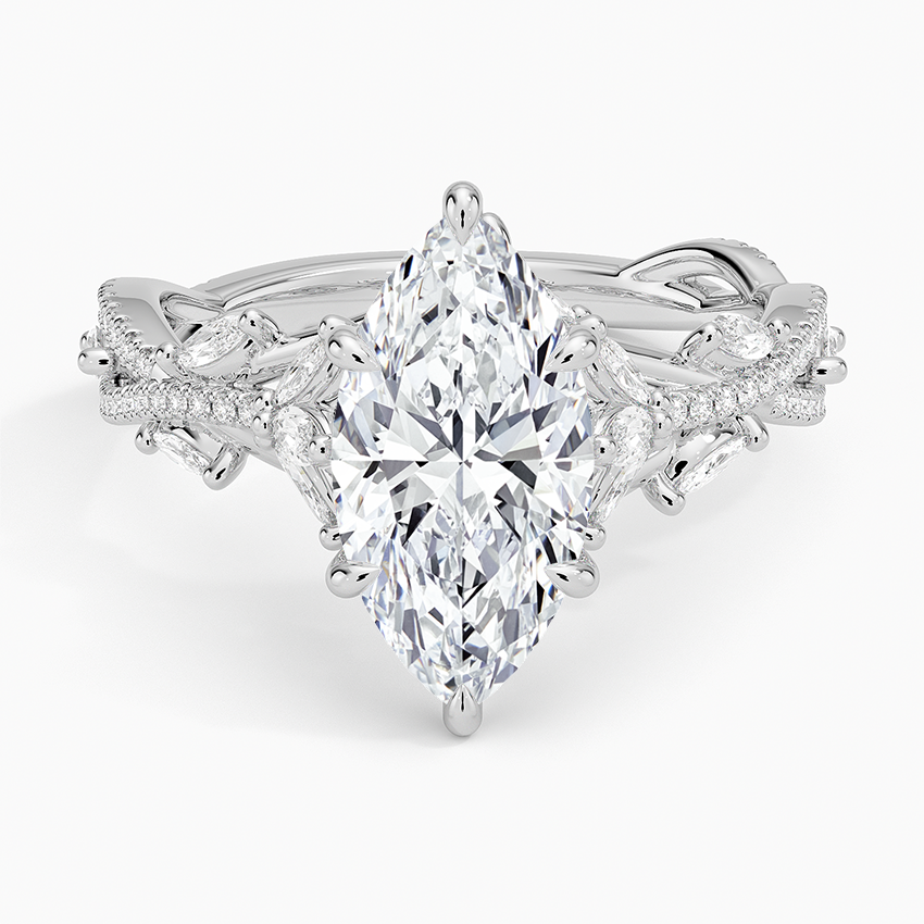 Violet Marquise lab-grown diamond ring, top, 2 ct