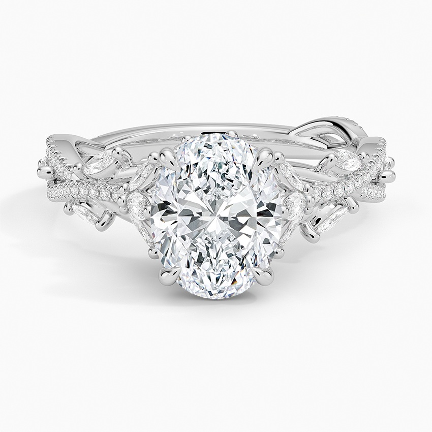Rose Oval lab-grown diamond ring, top, 2 ct