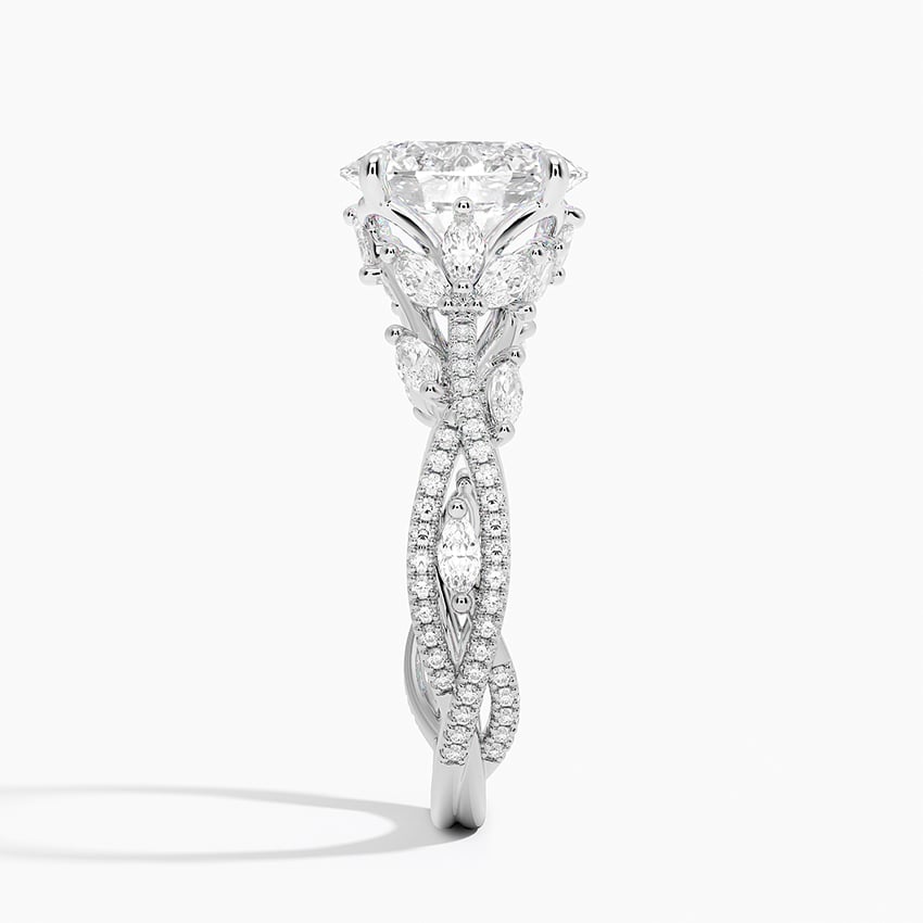 Rose Oval lab-grown diamond ring, side2, 2 ct