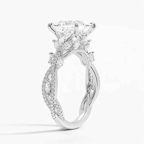 Antigua Princess lab-grown diamond ring, side view, 2 carat