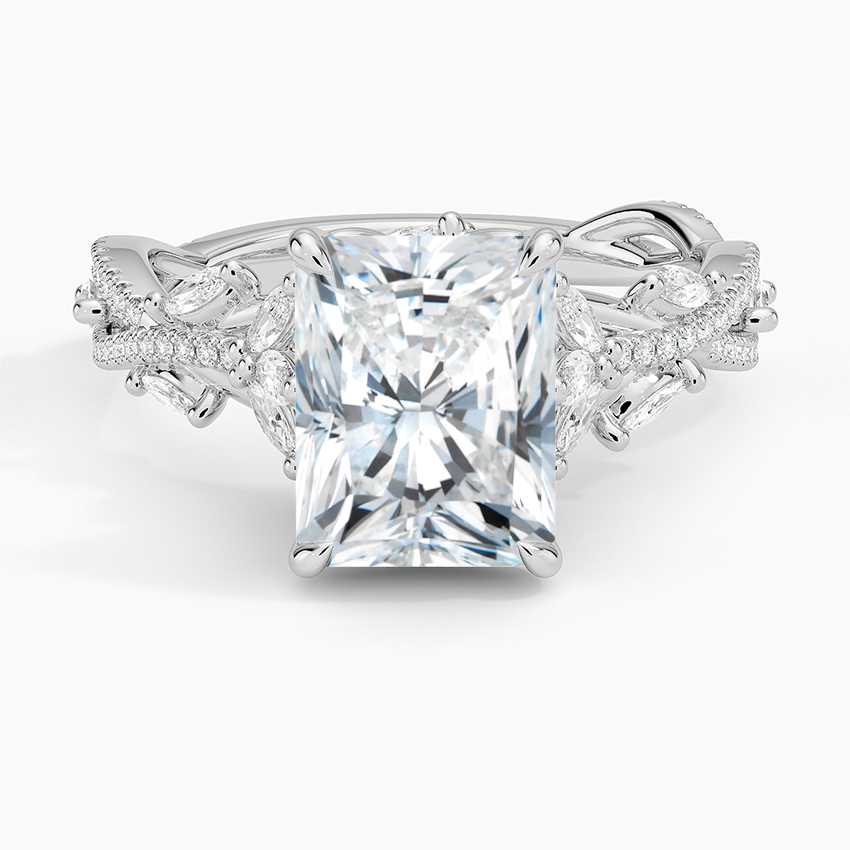 Hibiscus Radiant lab-grown diamond ring, top, 2 ct