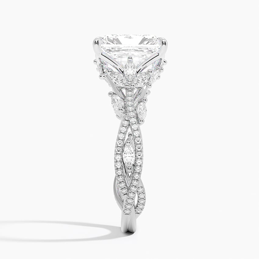 Hibiscus Radiant lab-grown diamond ring, side2, 2 ct