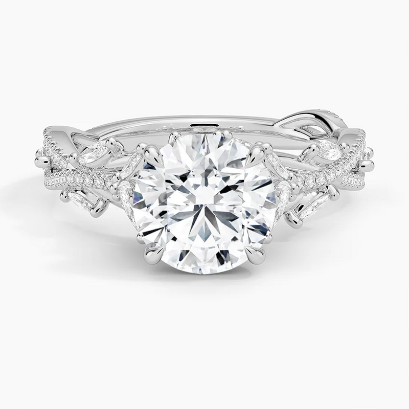 Petunia Round lab-grown diamond ring, top view, 2 carat