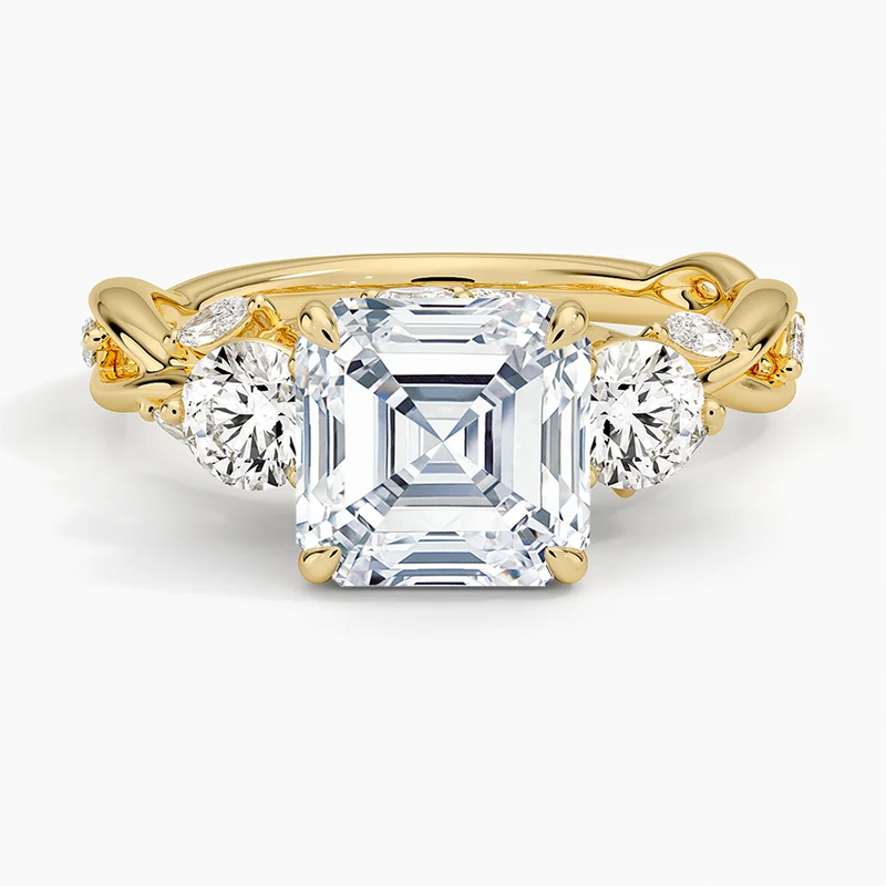 Snowdrop Asscher lab-grown diamond ring, top view, 2 carat