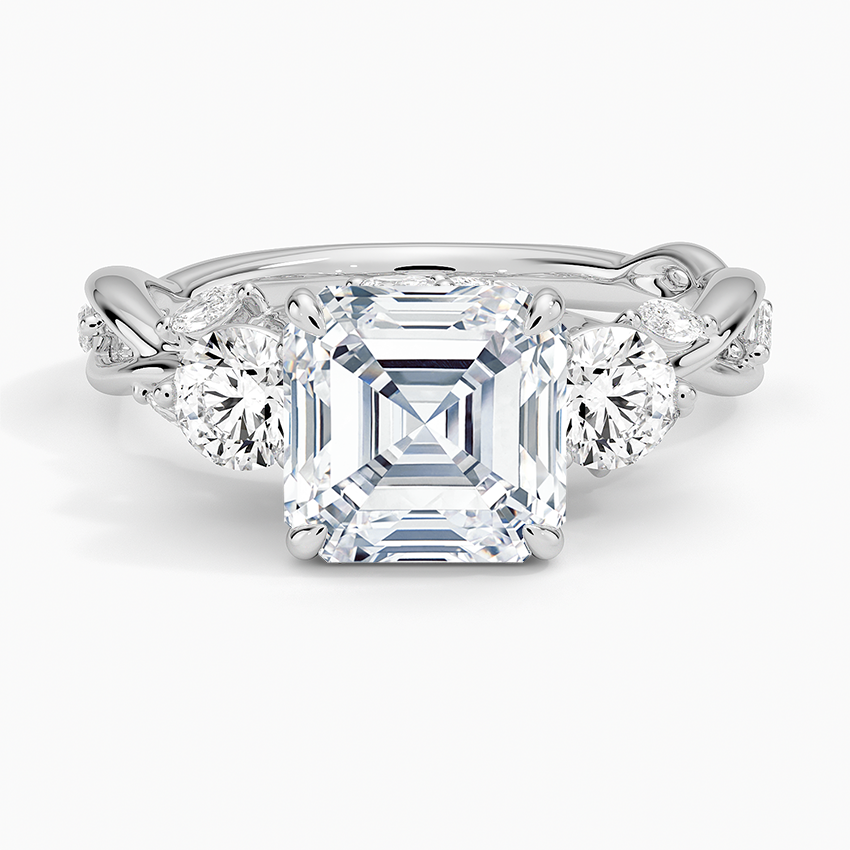 Snowdrop Asscher lab-grown diamond ring, top, 2 ct