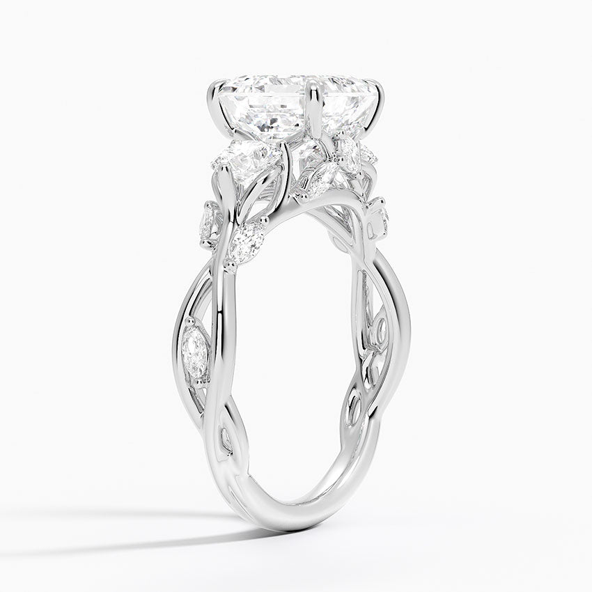 Snowdrop Asscher lab-grown diamond ring, side1, 2 ct