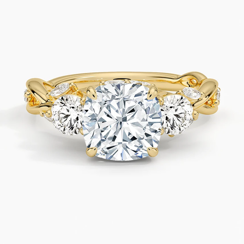 Holland Cushion lab-grown diamond ring, top view, 2 carat