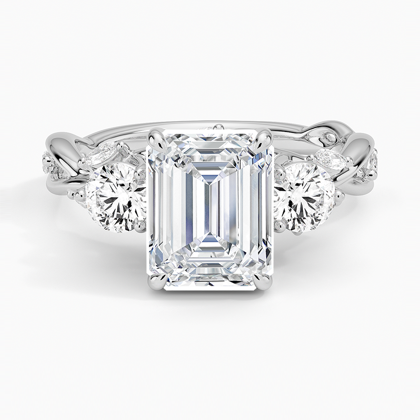 Sweet Pea Emerald lab-grown diamond ring, top, 2 ct