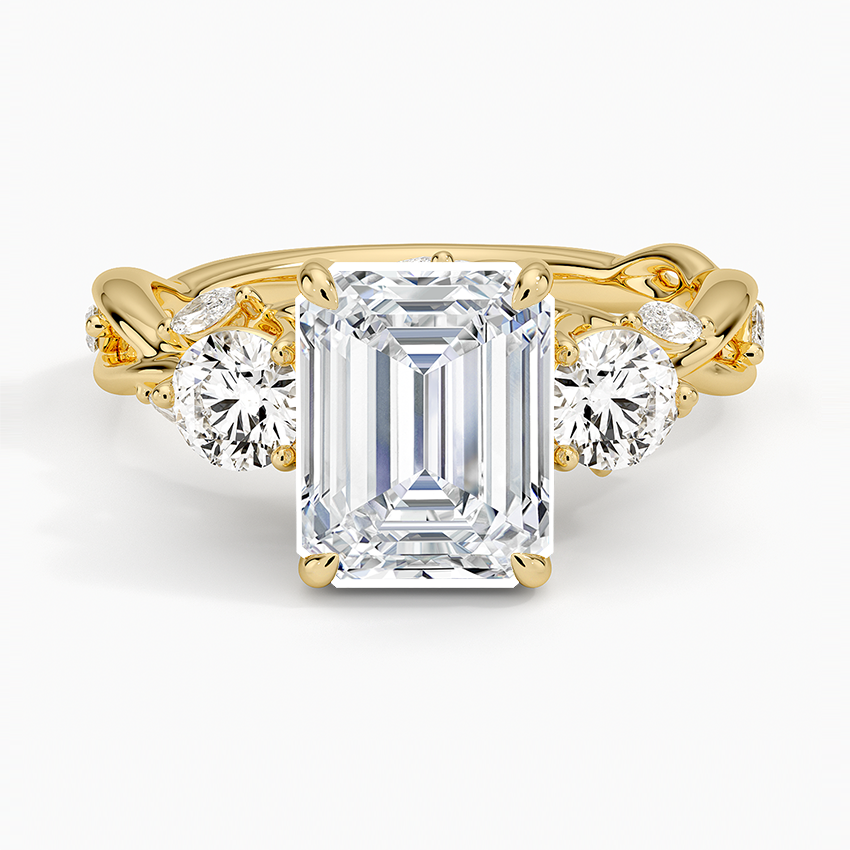 Sweet Pea Emerald lab-grown diamond ring, top, 2 ct