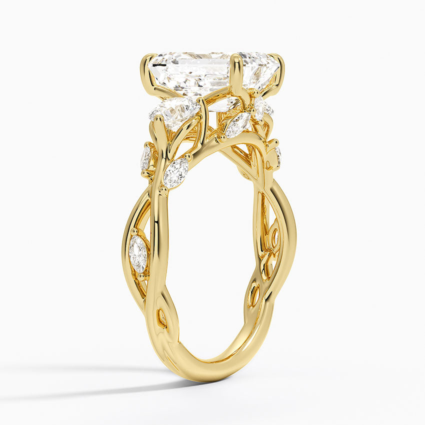Sweet Pea Emerald lab-grown diamond ring, side1, 2 ct