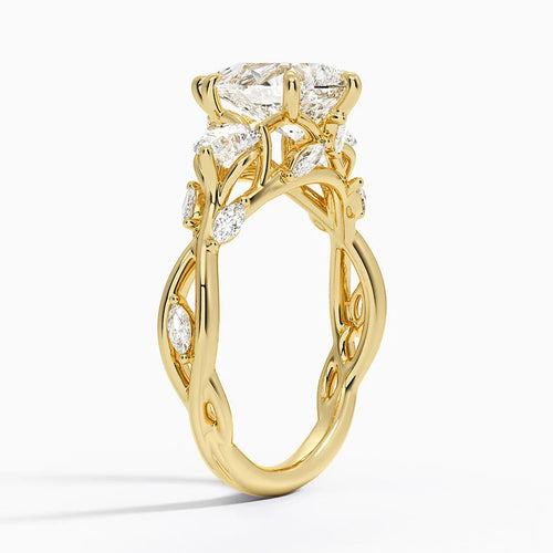 Aster Pear lab-grown diamond ring, side view, 2 carat