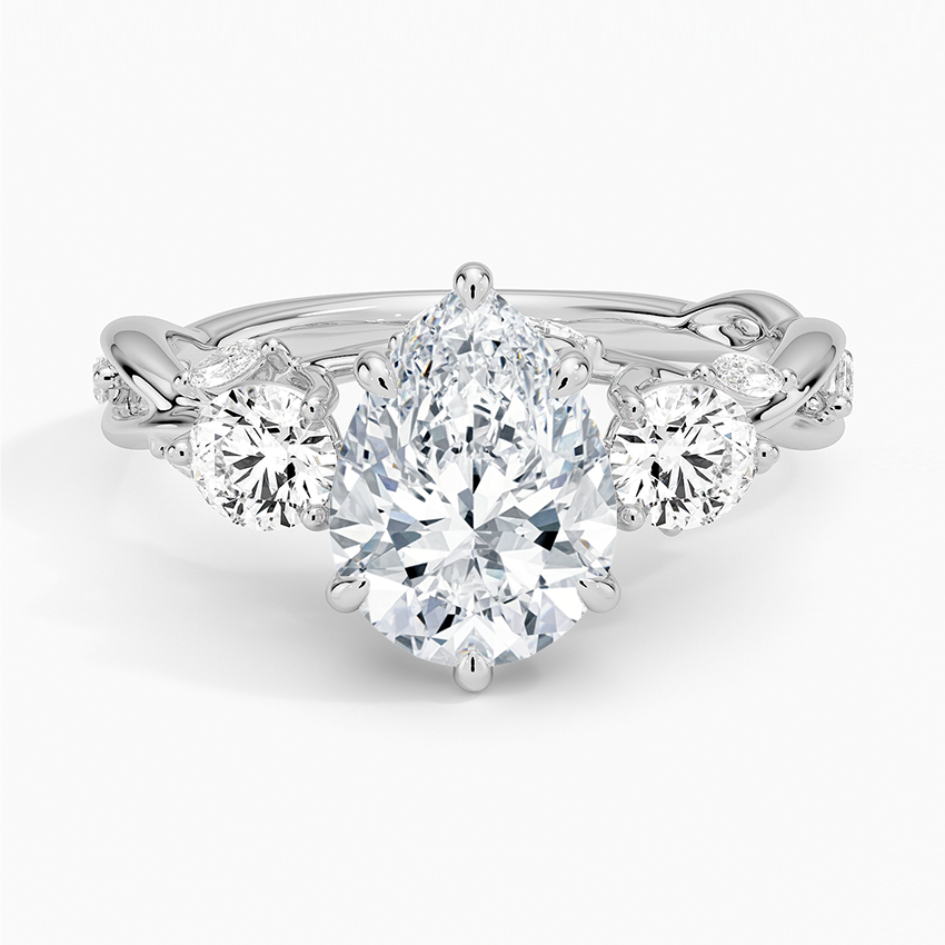Aster Pear lab-grown diamond ring, top, 2 ct