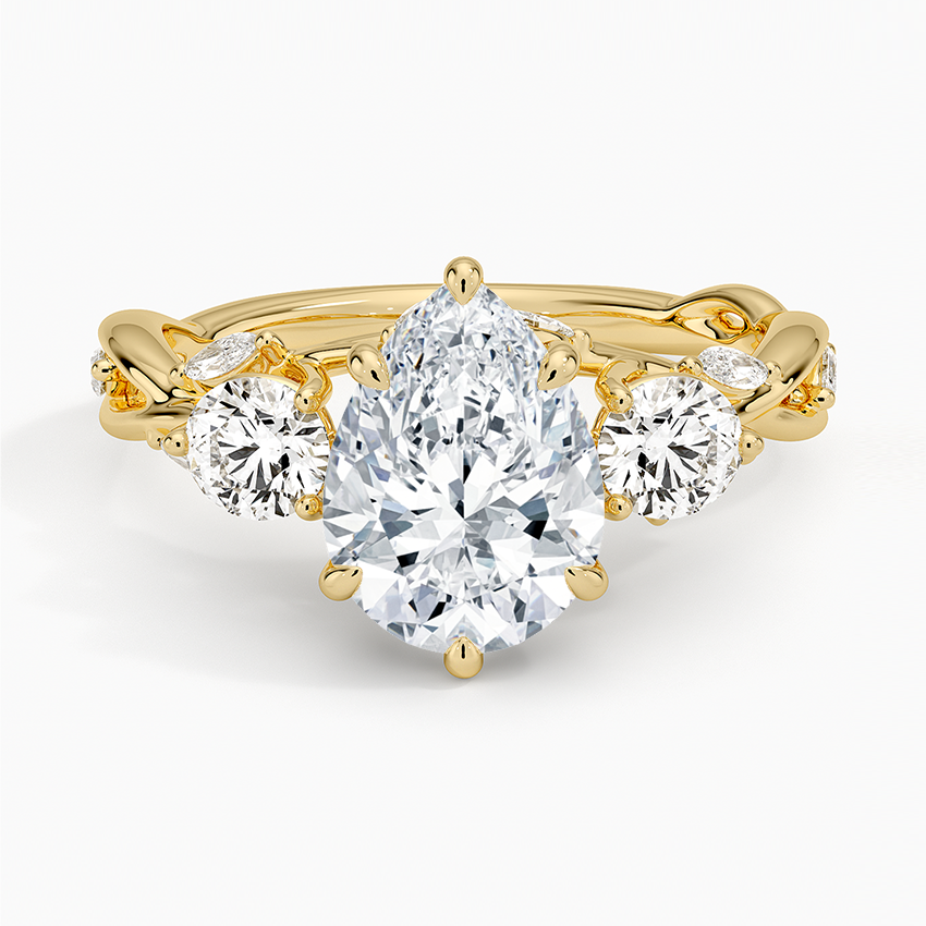 Aster Pear lab-grown diamond ring, top, 2 ct