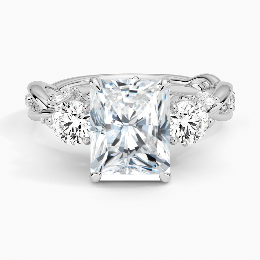 Trillium Radiant lab-grown diamond ring, top, 2 ct