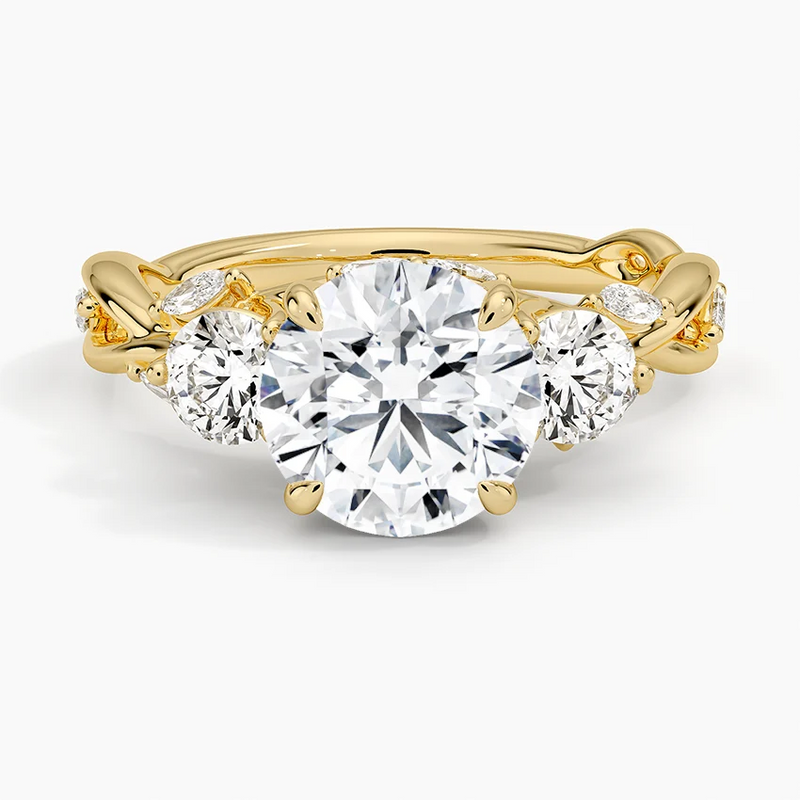 Water Lily Round lab-grown diamond ring, top view, 2 carat