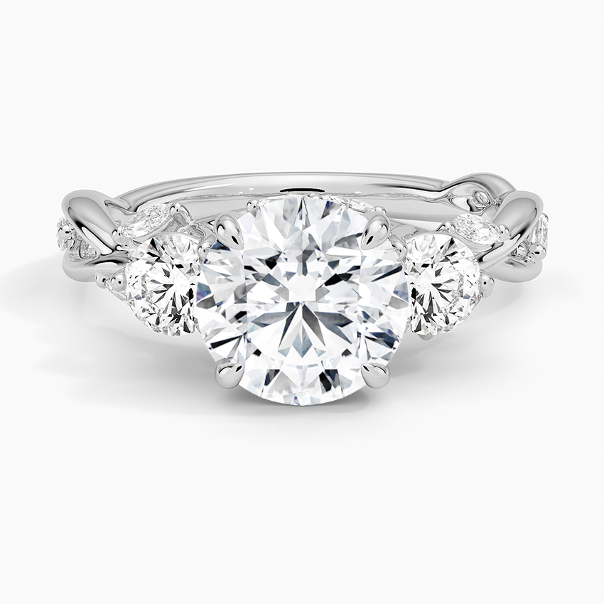 Water Lily Round lab-grown diamond ring, top, 2 ct